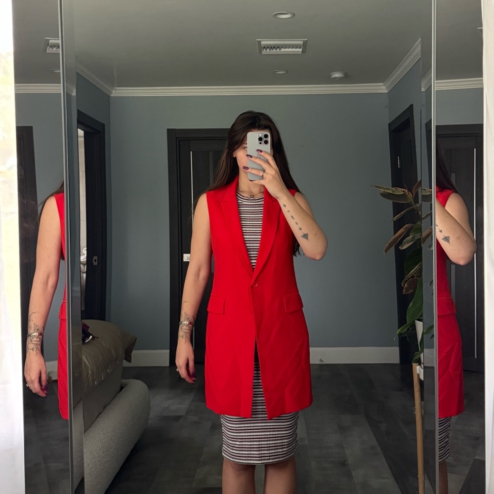 Red Sleeveless Blazer Vest Italian Brand “imperial”
